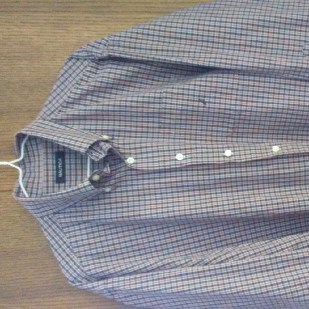 Nautica mens red and blue long sleeve shirt